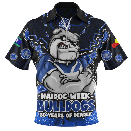 Canterbury-Bankstown Bulldogs Zip Polo Shirt NAIDOC Week Aboriginal Power Journey Of Spirit Paths