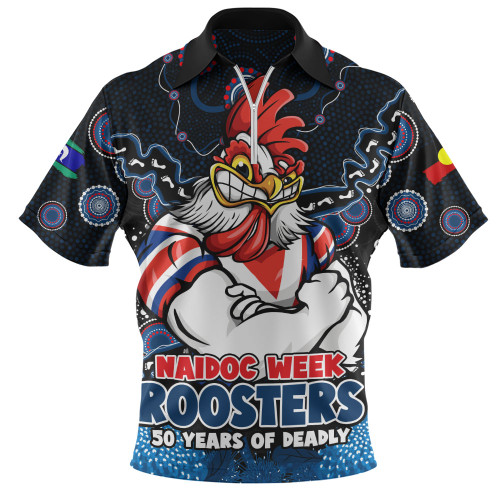 Sydney Roosters Zip Polo Shirt NAIDOC Week Aboriginal Power Journey Of Spirit Paths