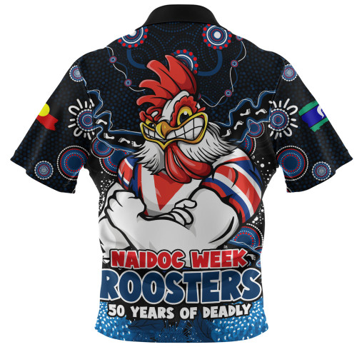 Sydney Roosters Zip Polo Shirt NAIDOC Week Aboriginal Power Journey Of Spirit Paths