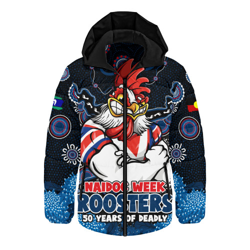 Sydney Roosters Hooded Padded Jacket NAIDOC Week Aboriginal Power Journey Of Spirit Paths