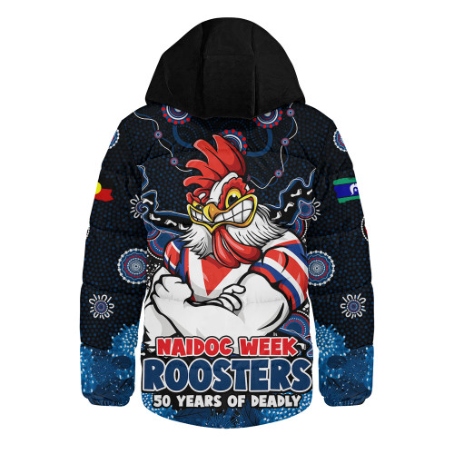 Sydney Roosters Hooded Padded Jacket NAIDOC Week Aboriginal Power Journey Of Spirit Paths