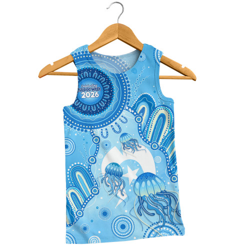 Indigenous Australian Aboriginal Men Singlet Aboriginal Ocean Dreaming Tracks For NAIDOC Week Pride