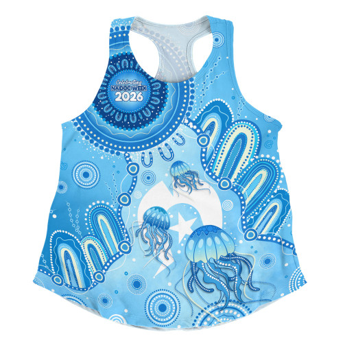 Indigenous Australian Aboriginal Women Racerback Singlet Aboriginal Ocean Dreaming Tracks For NAIDOC Week Pride