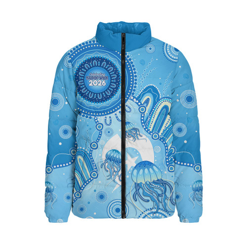 Indigenous Australian Aboriginal Padded Jacket Aboriginal Ocean Dreaming Tracks For NAIDOC Week Pride