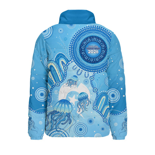 Indigenous Australian Aboriginal Padded Jacket Aboriginal Ocean Dreaming Tracks For NAIDOC Week Pride