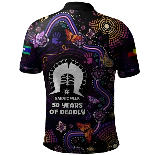 Indigenous Australian Aboriginal Polo Shirt Butterfly Dreaming NAIDOC Country Connection