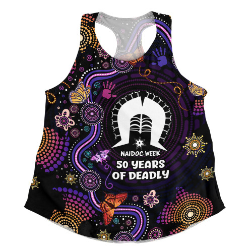 Indigenous Australian Aboriginal Women Racerback Singlet Butterfly Dreaming NAIDOC Country Connection
