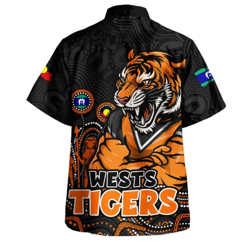 Wests Tigers Hawaiian Shirt NAIDOC Week Strength Of Sacred Spirit