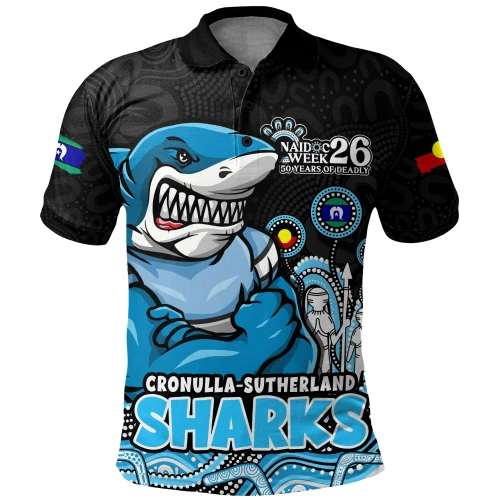 Cronulla-Sutherland Sharks Polo Shirt NAIDOC Week Strength Of Sacred Spirit