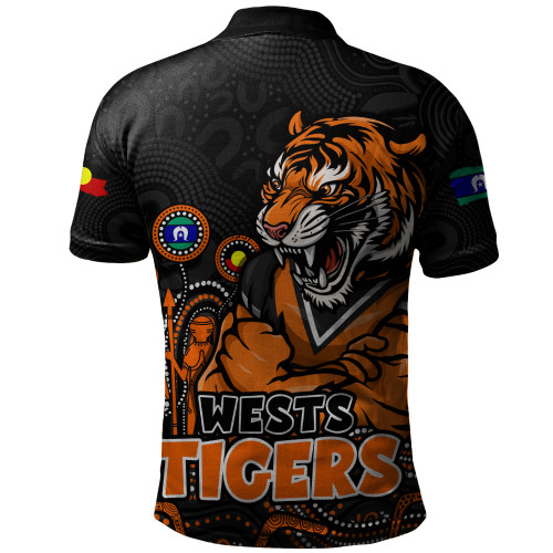 Wests Tigers Polo Shirt NAIDOC Week Strength Of Sacred Spirit