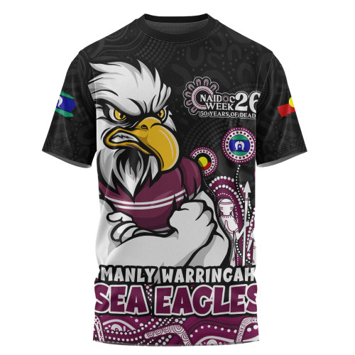 Manly Warringah Sea Eagles T-Shirt NAIDOC Week Strength Of Sacred Spirit