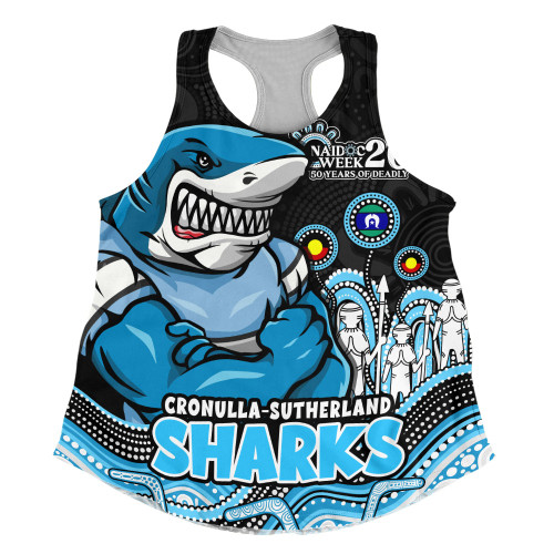 Cronulla-Sutherland Sharks Women Racerback Singlet NAIDOC Week Strength Of Sacred Spirit