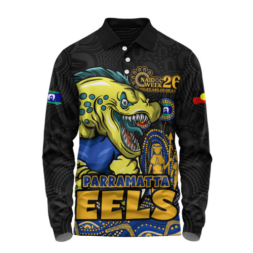 Parramatta Eels Long Sleeve Polo Shirt NAIDOC Week Strength Of Sacred Spirit