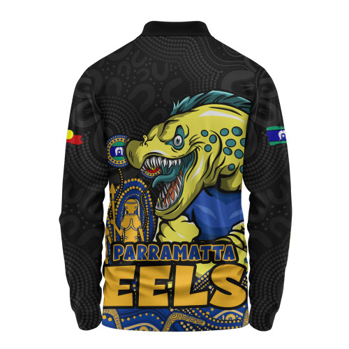 Parramatta Eels Long Sleeve Polo Shirt NAIDOC Week Strength Of Sacred Spirit