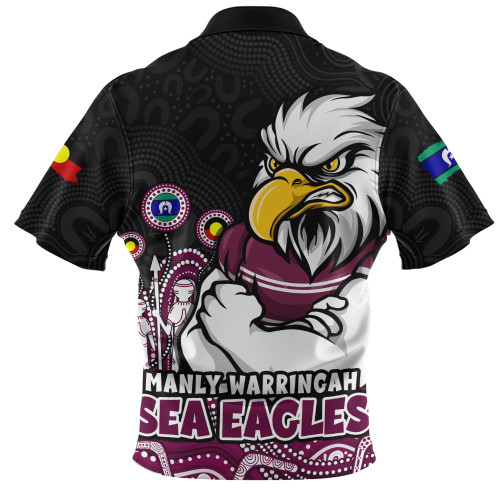 Manly Warringah Sea Eagles Zip Polo Shirt NAIDOC Week Strength Of Sacred Spirit