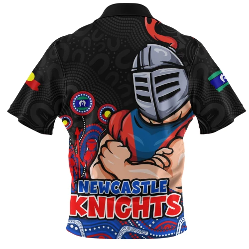 Newcastle Knights Zip Polo Shirt NAIDOC Week Strength Of Sacred Spirit