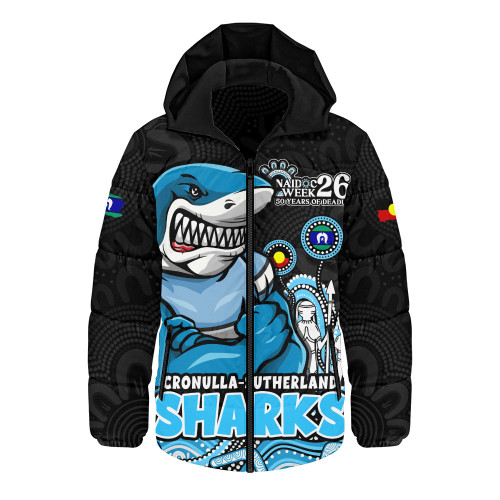 Cronulla-Sutherland Sharks Hooded Padded Jacket NAIDOC Week Strength Of Sacred Spirit