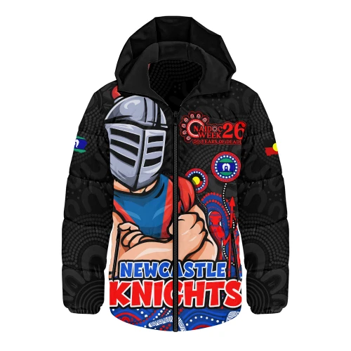 Newcastle Knights Hooded Padded Jacket NAIDOC Week Strength Of Sacred Spirit