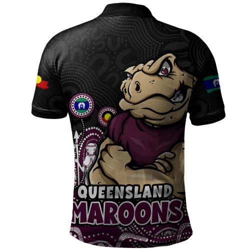 Queensland Maroons Polo Shirt NAIDOC Week Strength Of Sacred Spirit
