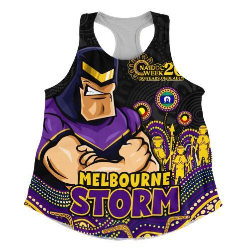 Melbourne Storm Women Racerback Singlet NAIDOC Week Strength Of Sacred Spirit