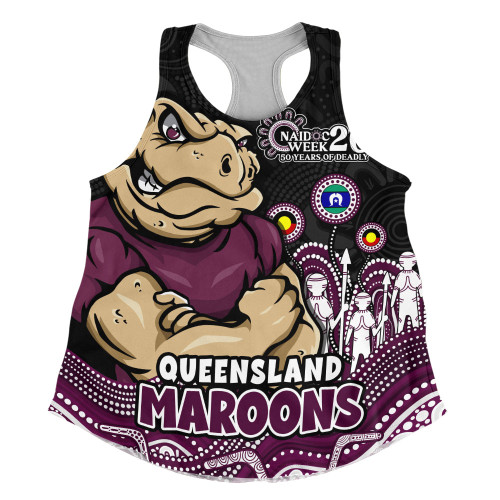 Queensland Maroons Women Racerback Singlet NAIDOC Week Strength Of Sacred Spirit