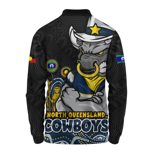 North Queensland Cowboys Long Sleeve Polo Shirt NAIDOC Week Strength Of Sacred Spirit