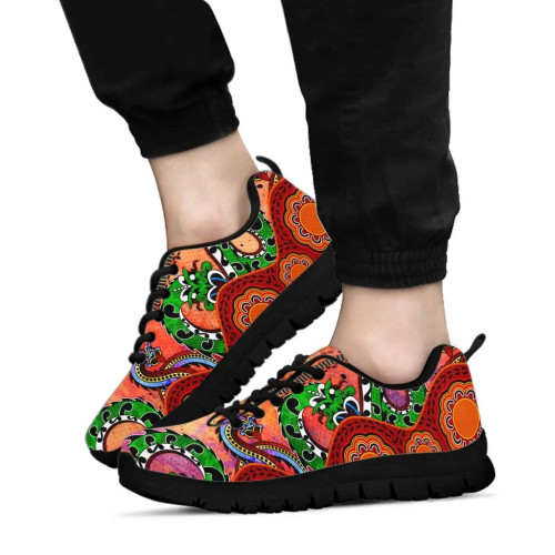 Australia Aboriginal Sneaker - Aussie Indigenous Patterns Orange
