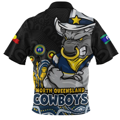 North Queensland Cowboys Zip Polo Shirt NAIDOC Week Strength Of Sacred Spirit
