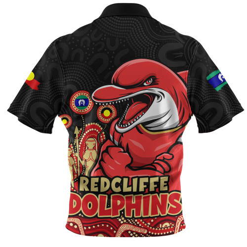 Redcliffe Dolphins Zip Polo Shirt NAIDOC Week Strength Of Sacred Spirit