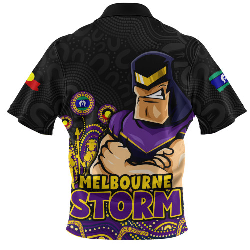 Melbourne Storm Zip Polo Shirt NAIDOC Week Strength Of Sacred Spirit