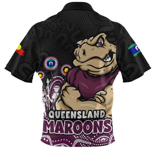 Queensland Maroons Zip Polo Shirt NAIDOC Week Strength Of Sacred Spirit