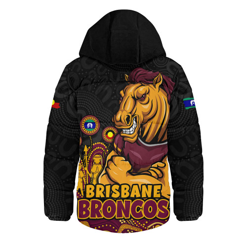 Brisbane Broncos Hooded Padded Jacket NAIDOC Week Strength Of Sacred Spirit