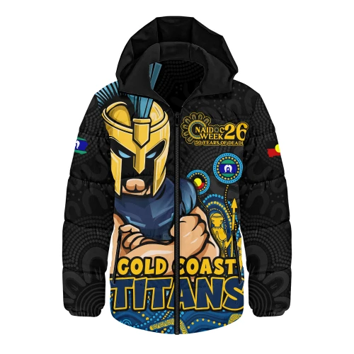 Gold Coast Titans Hooded Padded Jacket NAIDOC Week Strength Of Sacred Spirit