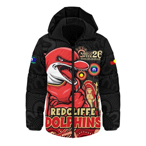 Redcliffe Dolphins Hooded Padded Jacket NAIDOC Week Strength Of Sacred Spirit