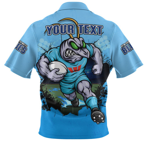 New South Wales Blues Zip Polo Shirt Game Day Warrior Battle Spirit