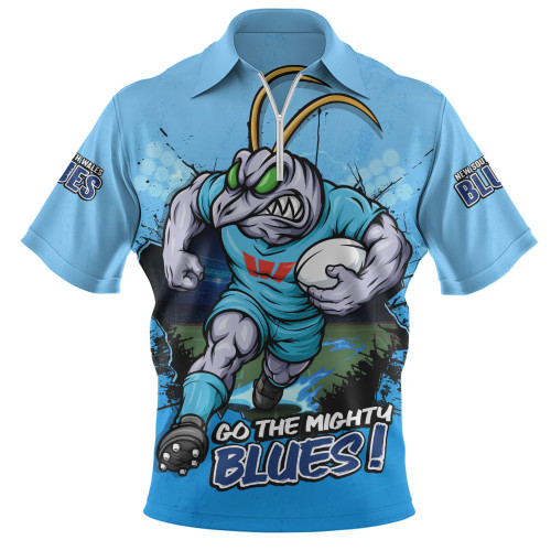 New South Wales Blues Zip Polo Shirt Game Day Warrior Battle Spirit
