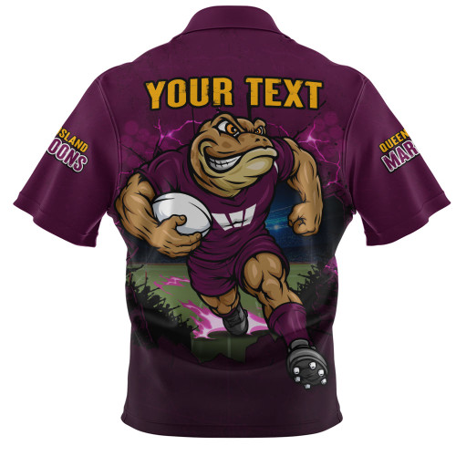Queensland Maroons Zip Polo Shirt Game Day Warrior Battle Spirit