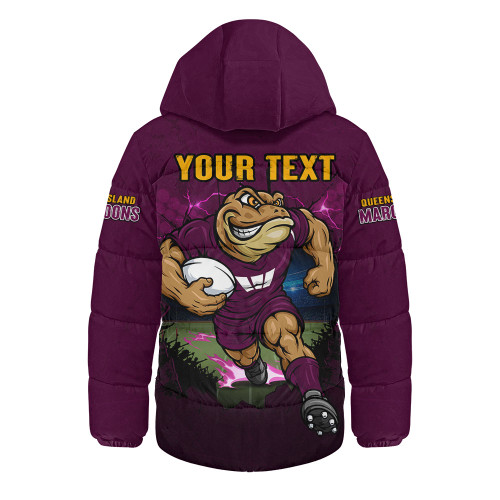 Queensland Maroons Hooded Padded Jacket Game Day Warrior Battle Spirit