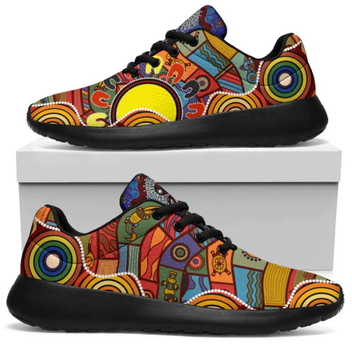 Australia Aboriginal Inspired Sport Sneakers - Shaman People and Animals