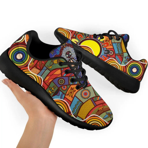 Australia Aboriginal Inspired Sport Sneakers - Shaman People and Animals