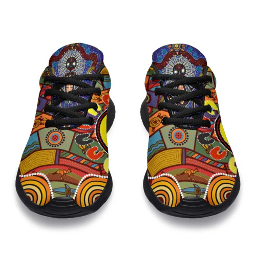 Australia Aboriginal Inspired Sport Sneakers - Shaman People and Animals