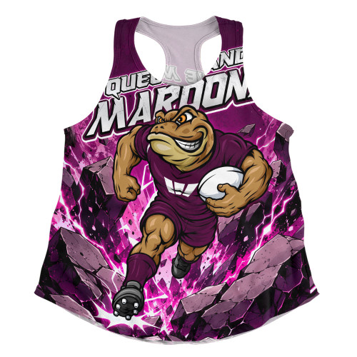 Queensland Maroons Women Racerback Singlet Origin Power Breakthrough Rise