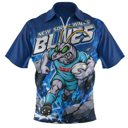 New South Wales Blues Zip Polo Shirt Origin Power Breakthrough Rise