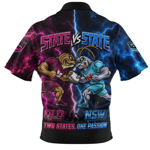 New South Wales Blues Zip Polo Shirt Two States One Passion Game Day