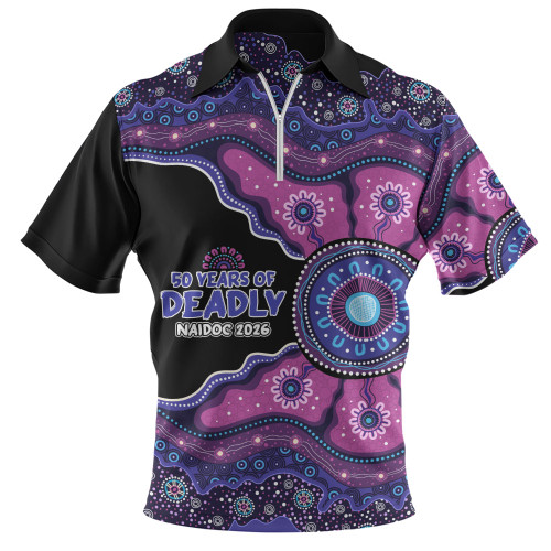 Indigenous Australian Aboriginal Zip Polo Shirt Naidoc Journey Of Ancestral Spirit Paths