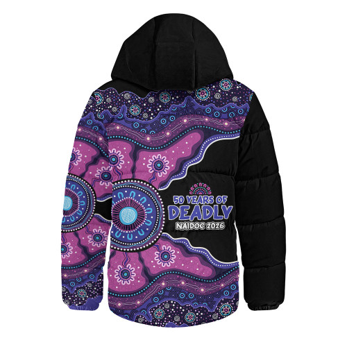 Indigenous Australian Aboriginal Hooded Padded Jacket Naidoc Journey Of Ancestral Spirit Paths
