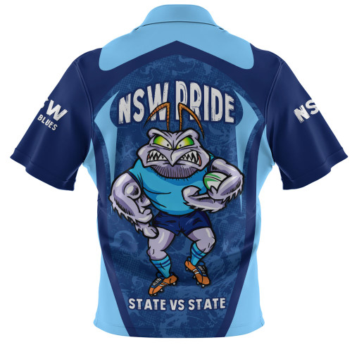 New South Wales Blues Zip Polo Shirt State Vs State Pride Battle