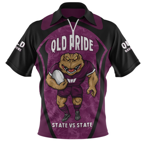 Queensland Maroons Zip Polo Shirt State Vs State Pride Battle