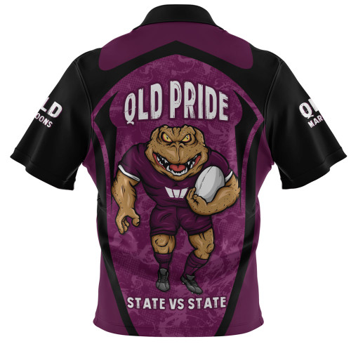 Queensland Maroons Zip Polo Shirt State Vs State Pride Battle