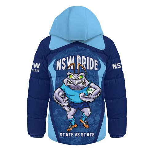 New South Wales Blues Hooded Padded Jacket State Vs State Pride Battle